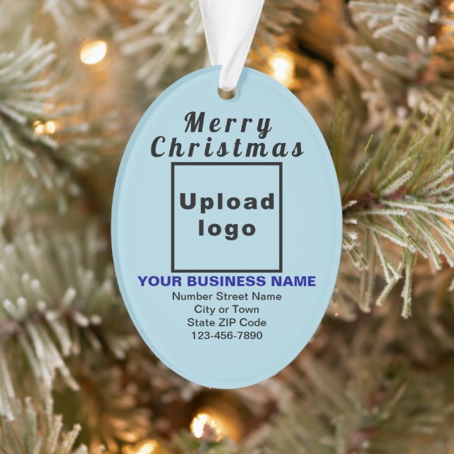 Business Christmas Light Blue Oval Acrylic Ornament (Tree)