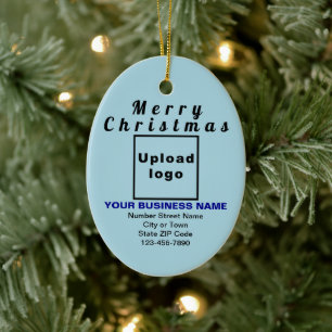Business Christmas Light Blue Oval Ceramic Tree Decoration
