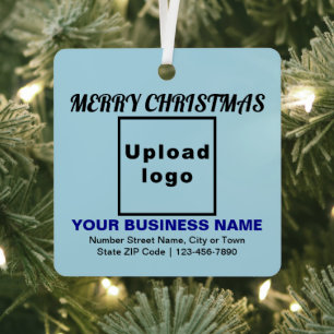 Business Christmas Light Blue Square Metal Tree Decoration