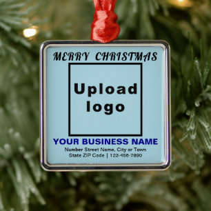 Business Christmas Light Blue Square Ornament