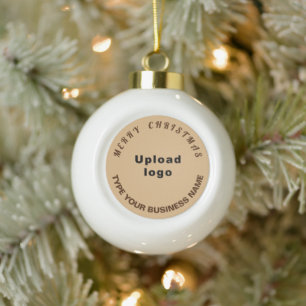 Business Christmas Light Brown on White Ceramic Ball Christmas Ornament