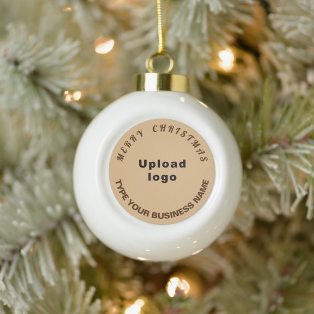 Business Christmas Light Brown on White Ceramic Ball Christmas Ornament (Tree)
