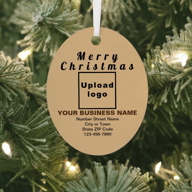 Business Christmas Light Brown Oval Metal Ornament (Insitu)