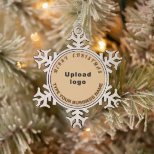 Business Christmas Light Brown Snowflake Pewter Christmas Ornament