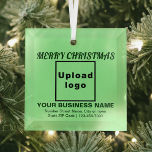 Business Christmas Light Green Square Glass Tree Decoration