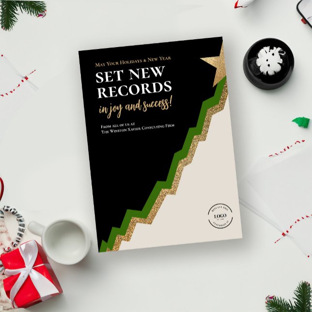 Business Christmas Modern Chart Consulting Firm Holiday Card (Set new records corporate holiday card.)