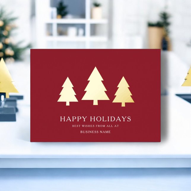 Business Christmas Modern Dark red minimal Foil Holiday Card (Creator Uploaded)