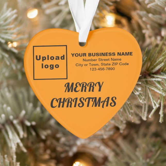 Business Christmas Orange Colour Heart Acrylic Ornament (Tree)