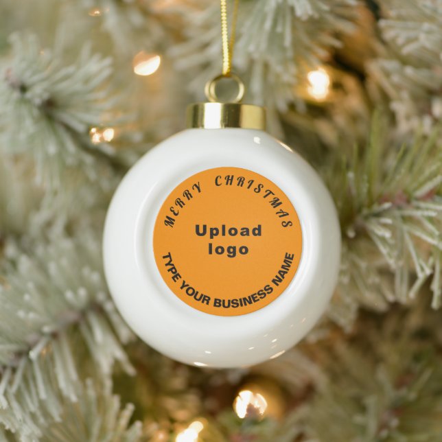 Business Christmas Orange Colour on White Ceramic Ball Christmas Ornament (Tree)