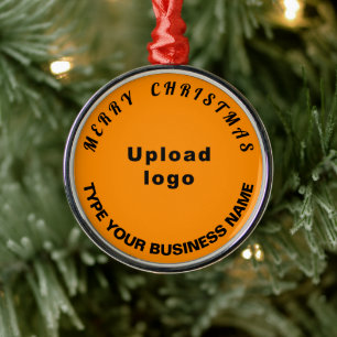 Business Christmas Orange Colour Round Ornament