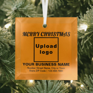 Business Christmas Orange Colour Square Glass Tree Decoration