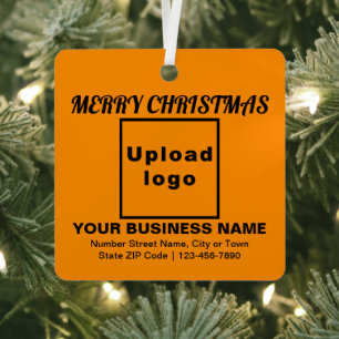 Business Christmas Orange Colour Square Metal Tree Decoration