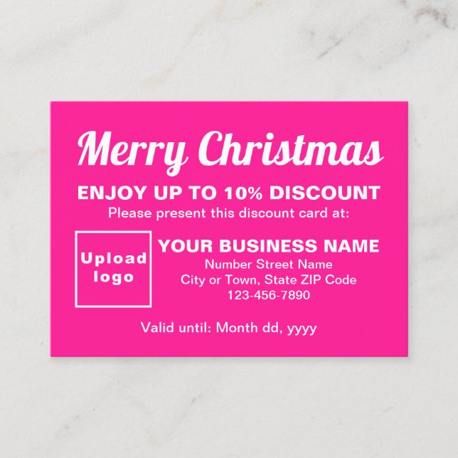 Business Christmas Pink Discount Card (Front)
