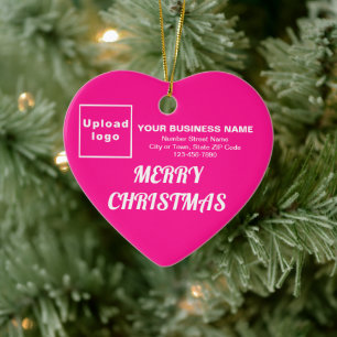 Business Christmas Pink Heart Shape Ceramic Tree Decoration