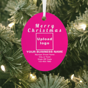 Business Christmas Pink Oval Metal Ornament