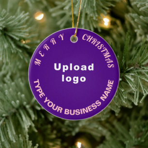 Business Christmas Purple Circle Ceramic Ornament