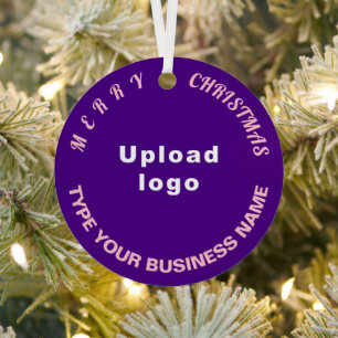 Business Christmas Purple Circle Metal Ornament