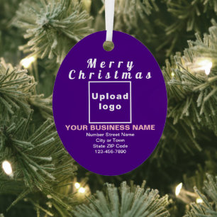 Business Christmas Purple Oval Metal Ornament