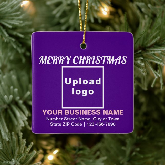 Business Christmas Purple Square Ceramic Ornament (Tree)
