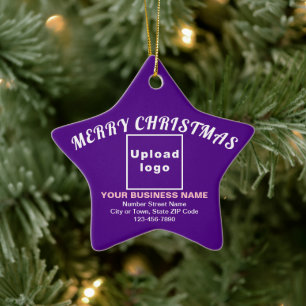 Business Christmas Purple Star Ceramic Ornament