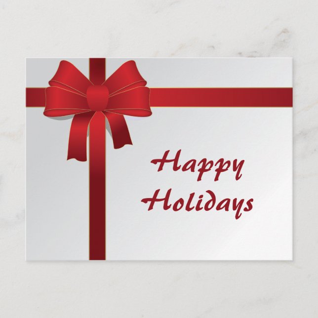 Business Christmas Red Bows Holiday Postcard (Front)