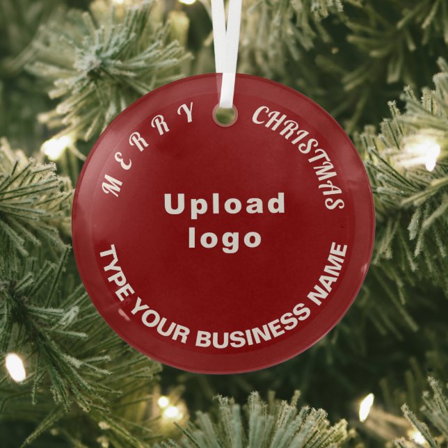 Business Christmas Red Circle Glass Ornament (Insitu)