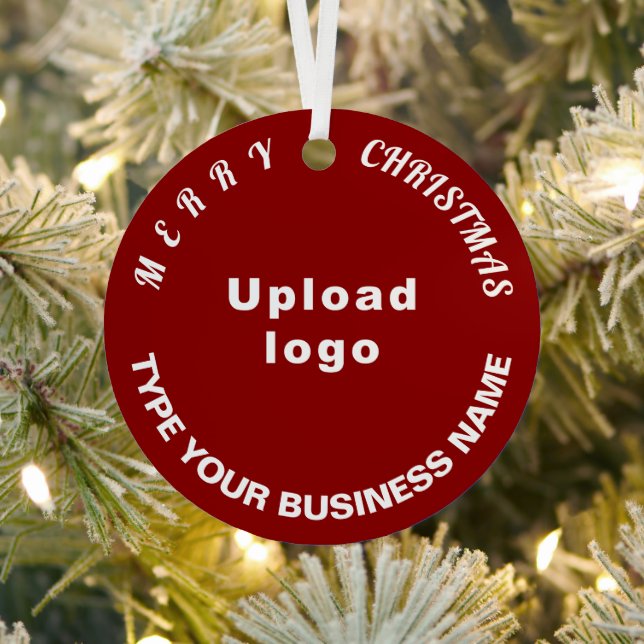 Business Christmas Red Circle Metal Ornament (Insitu)