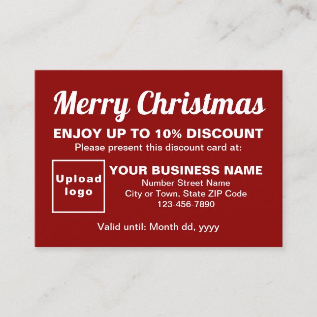 Business Christmas Red Discount Card (Front)