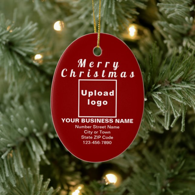 Business Christmas Red Oval Ceramic Ornament  (Tree)