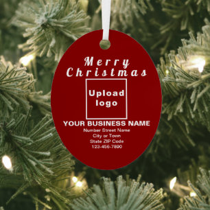 Business Christmas Red Oval Metal Ornament