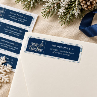 Business Christmas ReturnLabels with Navy & Silver