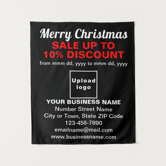Business Christmas Sale on Black Tapestry (Front)