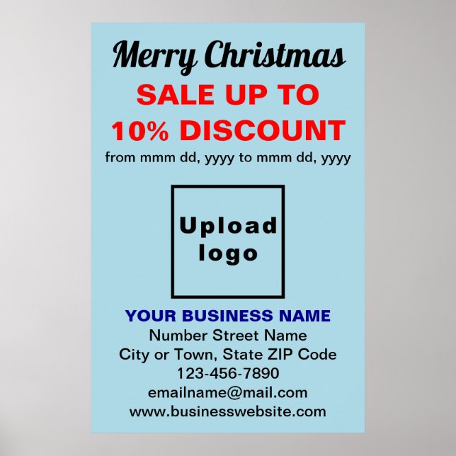 Business Christmas Sale on Light Blue Poster (Front)