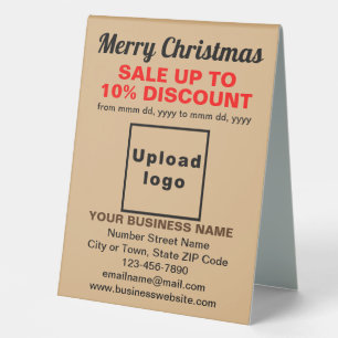 Business Christmas Sale on Light Brown Table Sign
