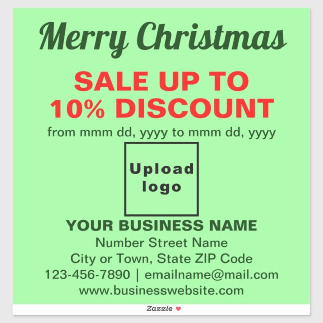Business Christmas Sale on Light Green Vinyl (Sheet)