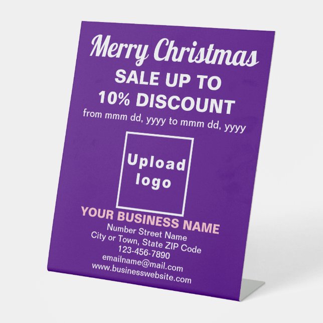 Business Christmas Sale on Purple Pedestal Sign (Front)