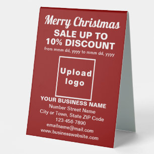 Business Christmas Sale on Red Table Sign
