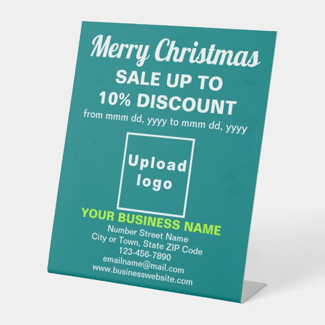 Business Christmas Sale on Teal Green Pedestal Sign (Front)