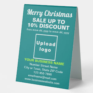 Business Christmas Sale on Teal Green Table Sign