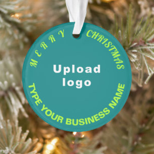 Business Christmas Teal Green Circle Ornament