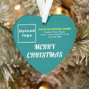 Business Christmas Teal Green Heart Acrylic Ornament