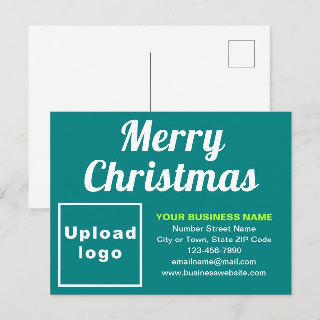 Business Christmas Teal Green Holiday Postcard (Front/Back)