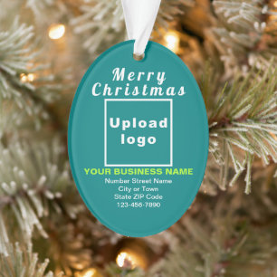 Business Christmas Teal Green Oval Acrylic Ornament
