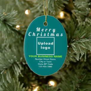 Business Christmas Teal Green Oval Ceramic Tree Decoration
