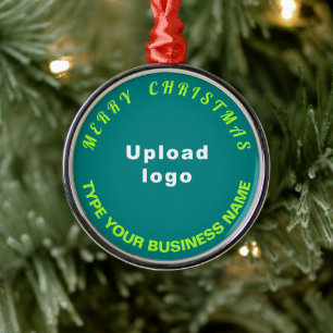 Business Christmas Teal Green Round Ornament