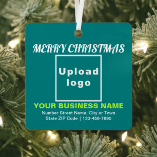 Business Christmas Teal Green Square Metal Tree Decoration