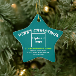Business Christmas Teal Green Star Ceramic Tree Decoration