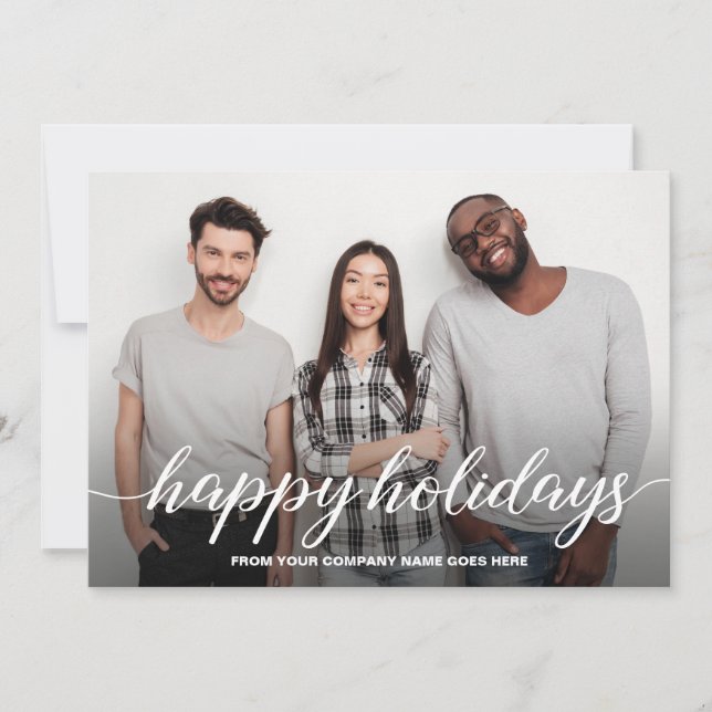 Business Christmas Team Photo Happy Holidays Holiday Card (Front)