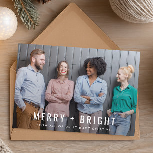 Business Christmas   Team Photo Merry and Bright  Holiday Card
