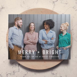 Business Christmas   Team Photo Merry and Bright  Holiday Card